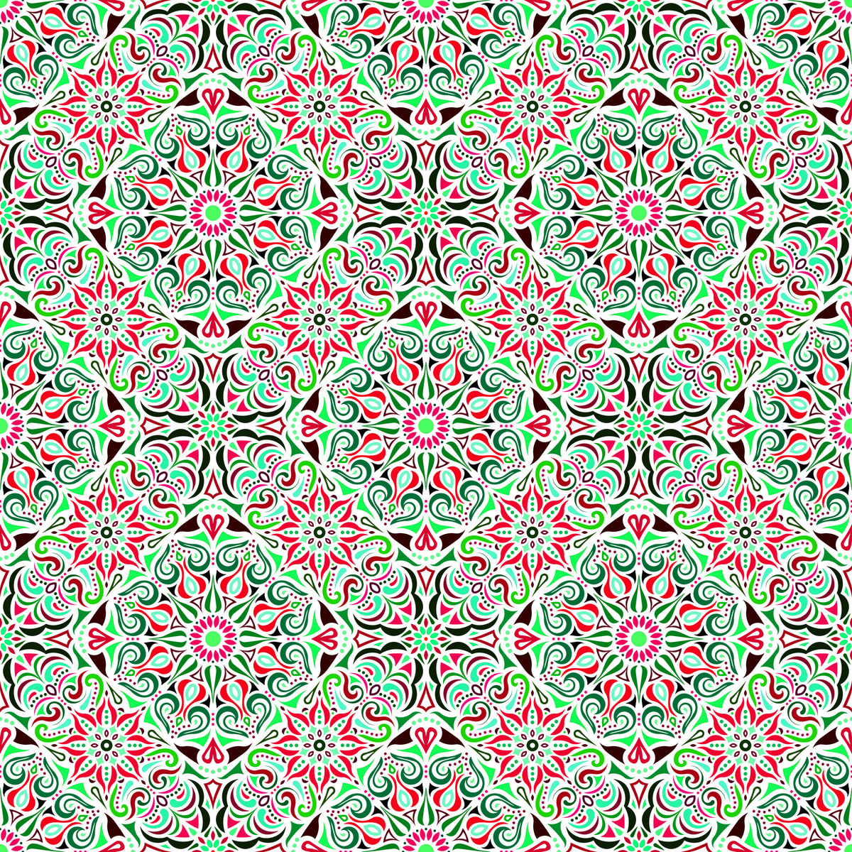 Red - Green Mandala Fabric 2007.2i