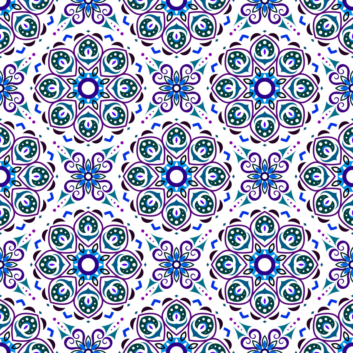 Purple - Blue Mandala Fabric - 183i