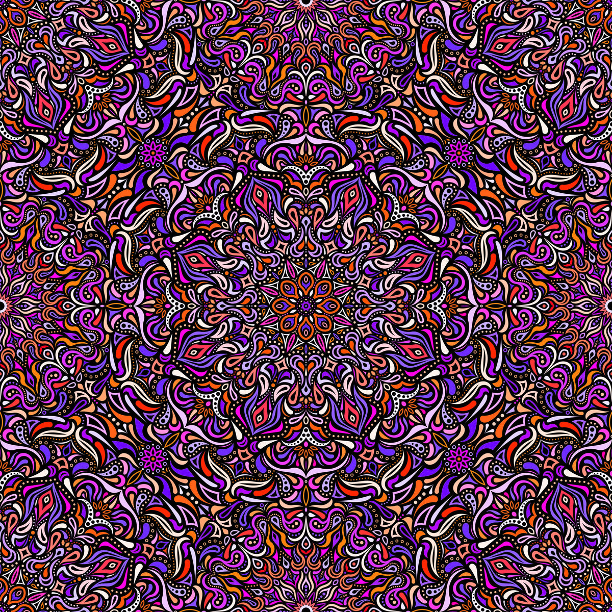 Orange - Pink - Purple Mandala Fabric 2008.1