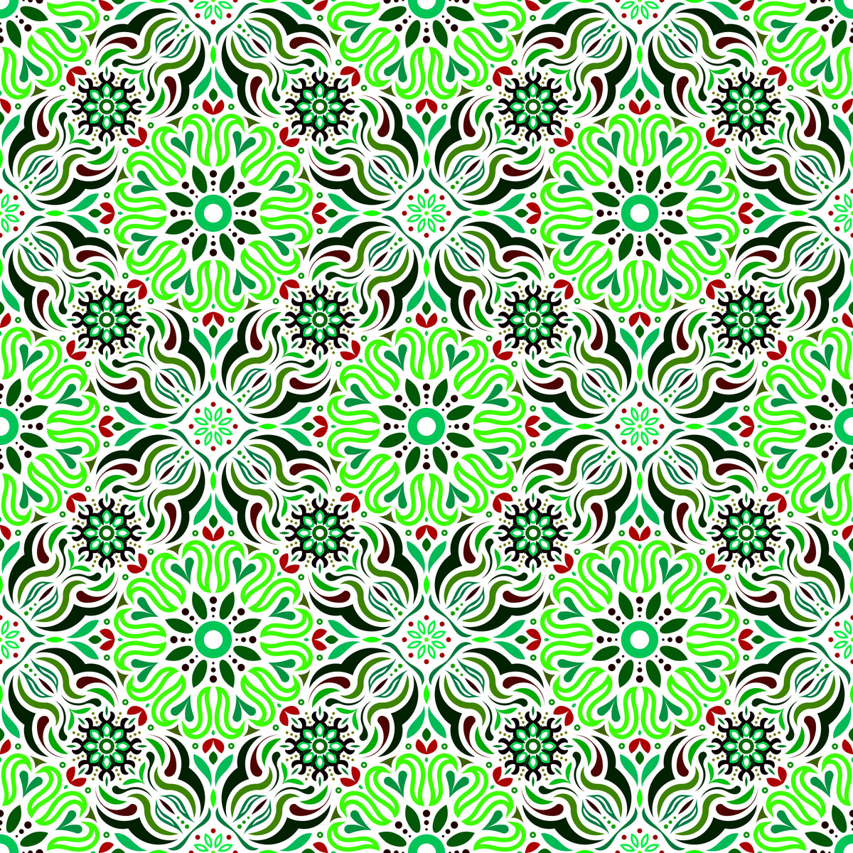 Green - Red Mandala Fabric 2009.2i