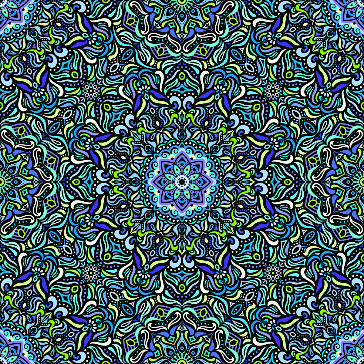 Turquoise - Blue - Green Mandala Fabric 2009.1