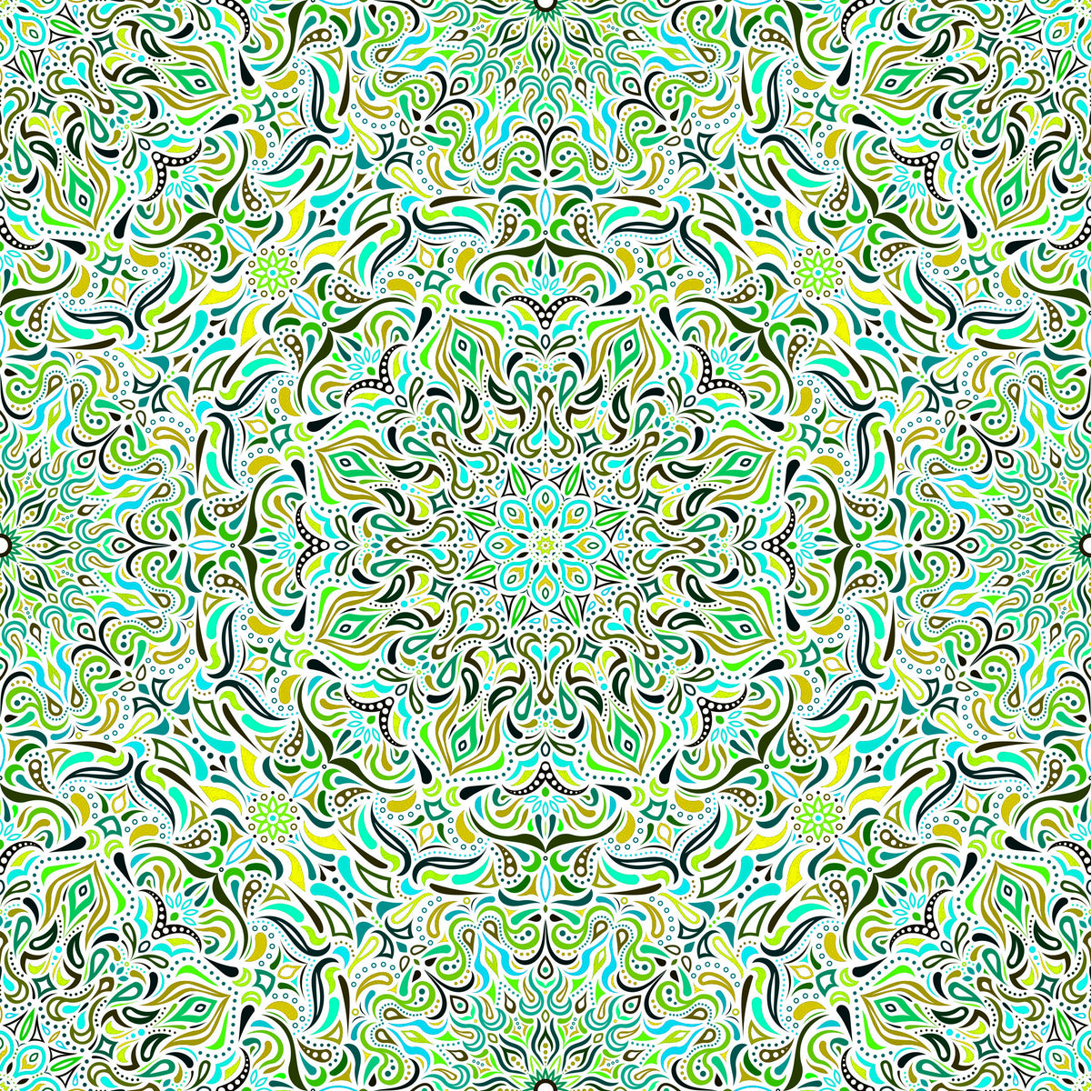 Turquoise - Green Mandala Fabric 2008.1i