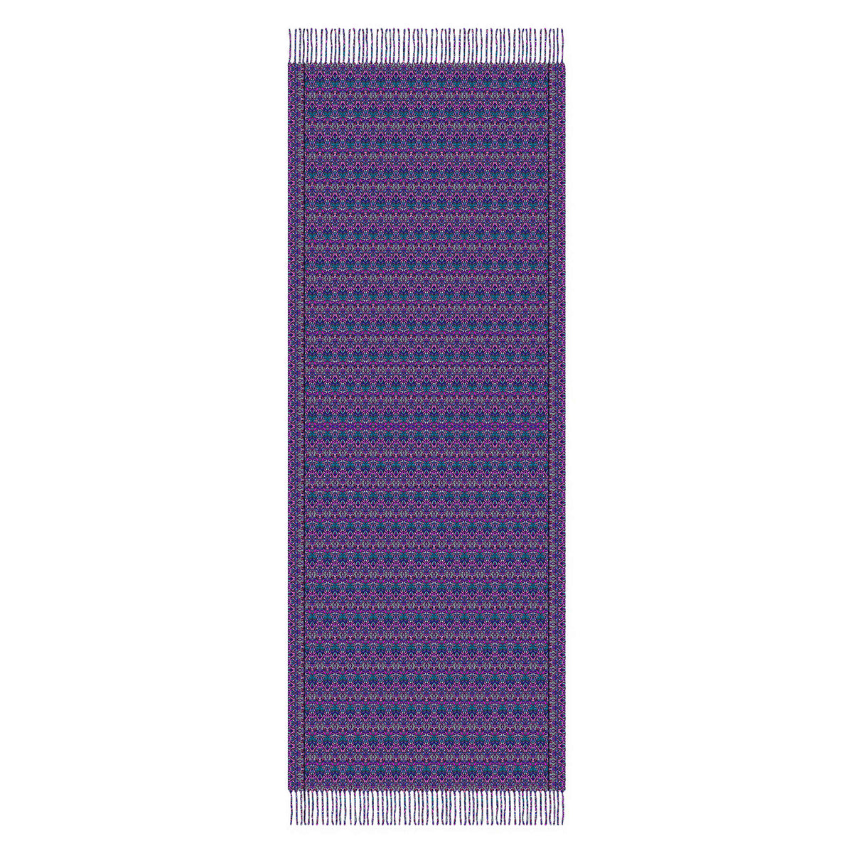 Turquoise - Pink - Purple Abstract Doodle Scarf with Tassels