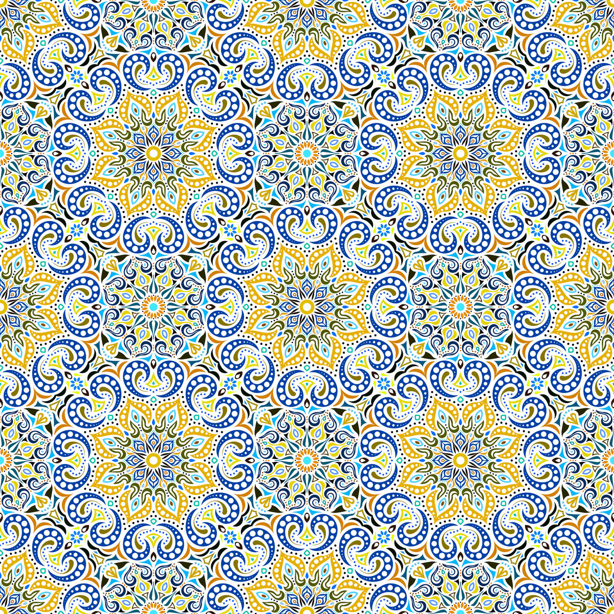 Yellow - Blue Mandala Fabric 2007.3i