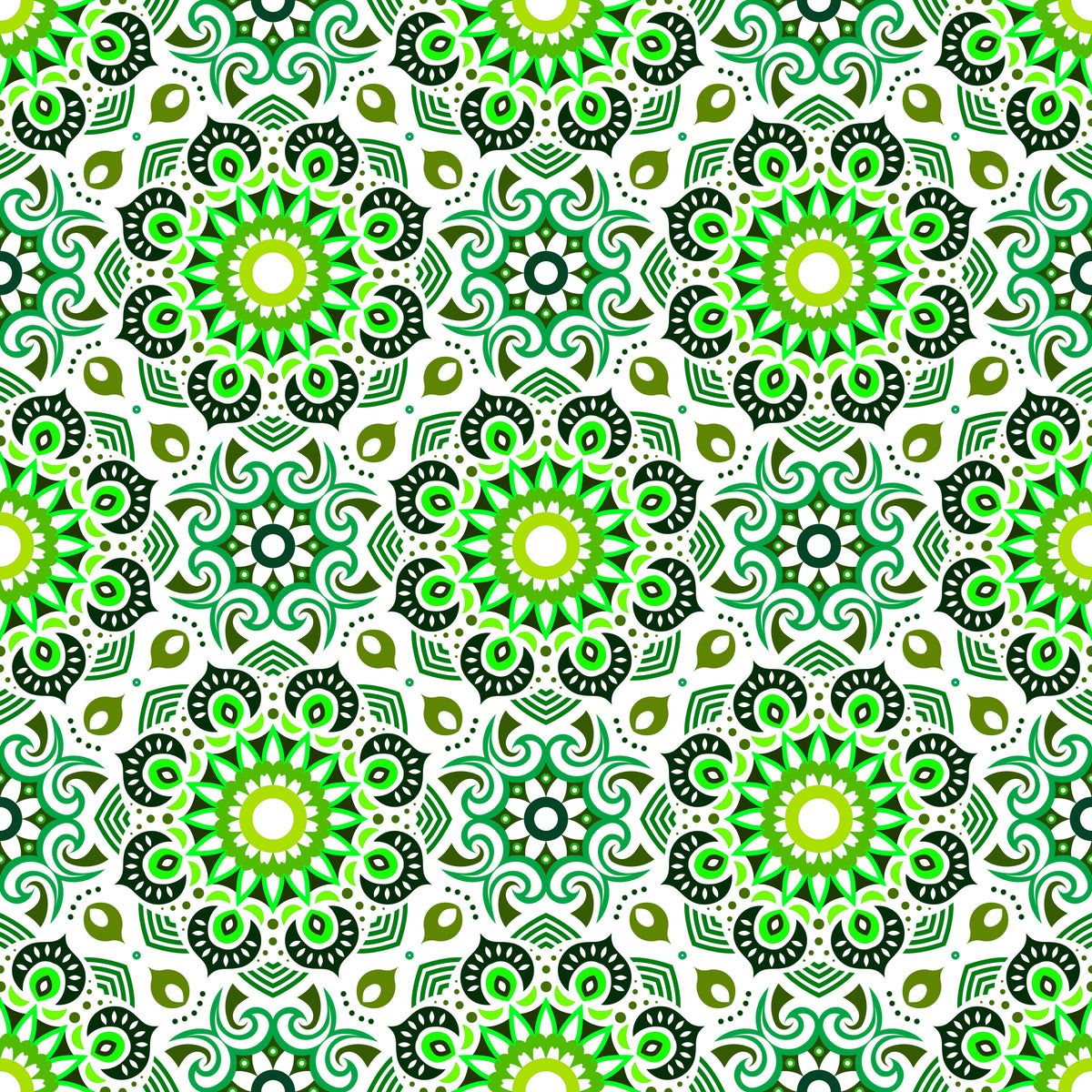 Green Mandala Fabric - 193i