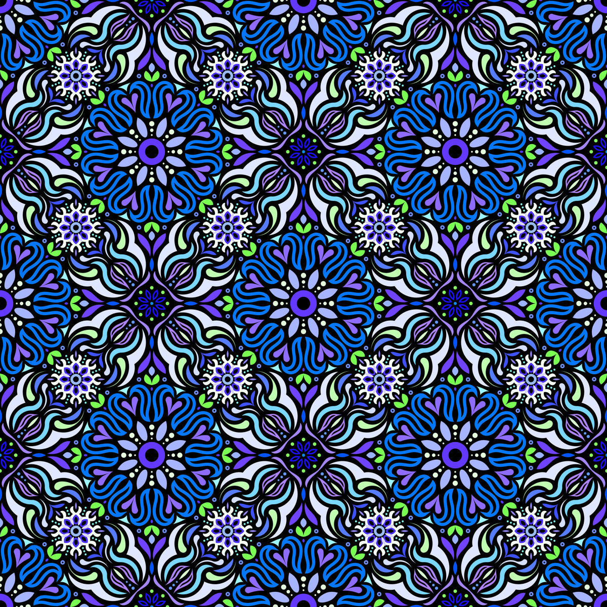 Blue - Green Mandala Fabric 2009.2