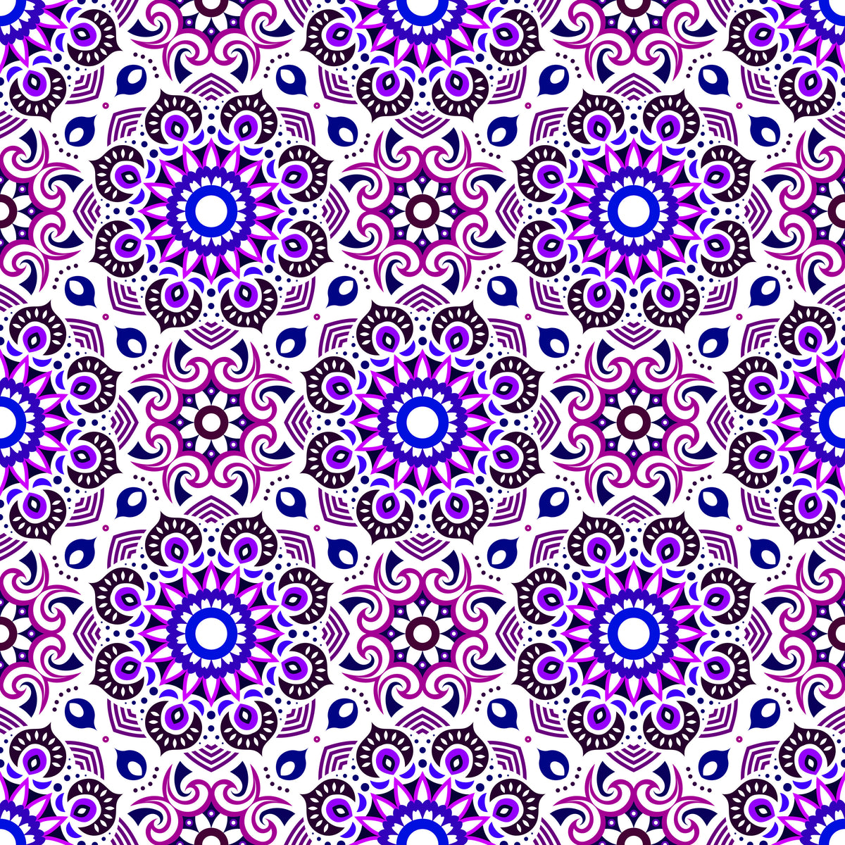 Purple - Blue Mandala Fabric - 193i