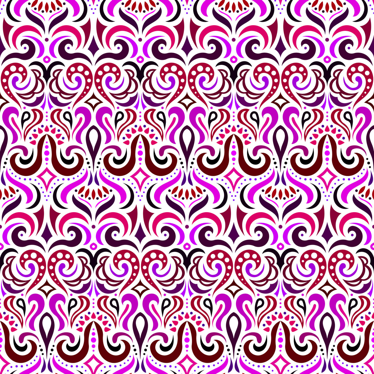 Pink - Purple - Red Abstract Doodle Fabric 1001i