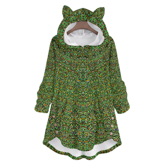 Yellow - Green Fuzzy Fleece Hoodie with Cat Ears