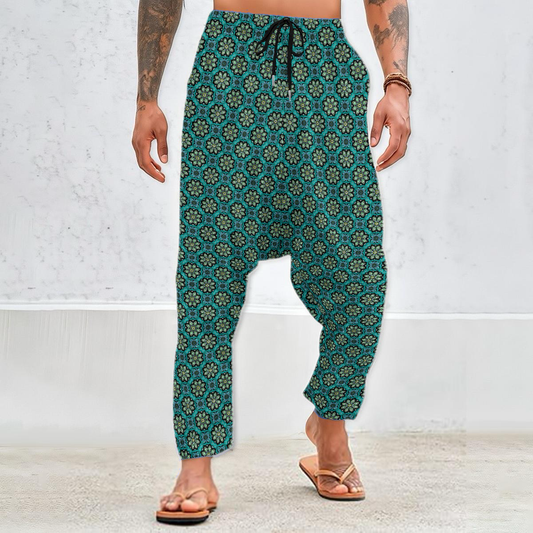 Turquoise - Green Velvet Harem Pants 237