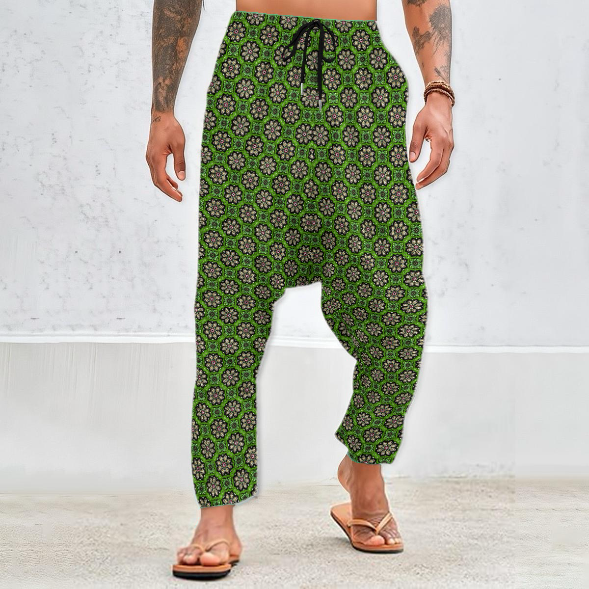 Green - Yellow - Red Velvet Harem Pants 237