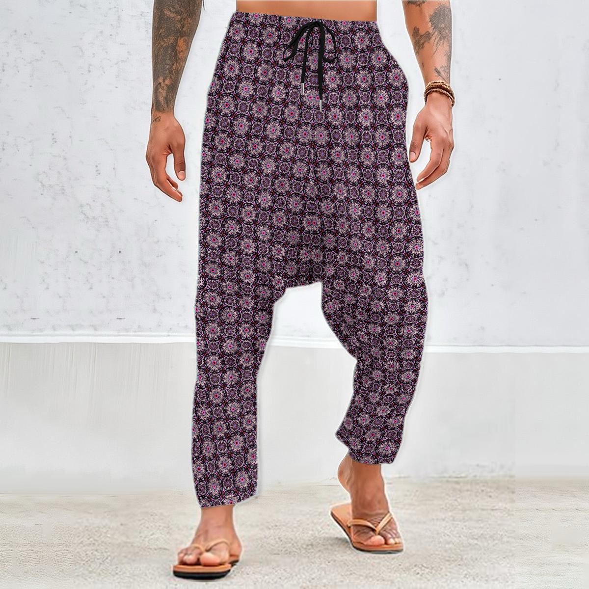 Pink - Grey Velvet Harem Pants 214