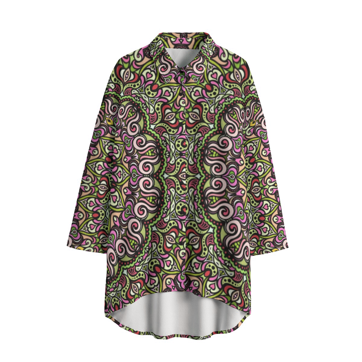 Green - Pink - Red Chiffon Shirt