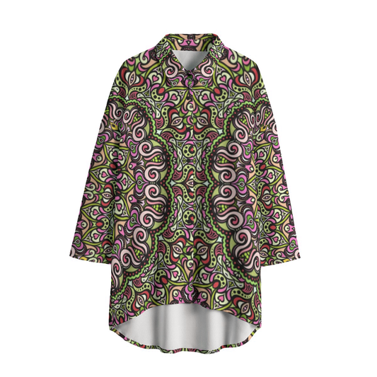 Green - Pink - Red Chiffon Shirt