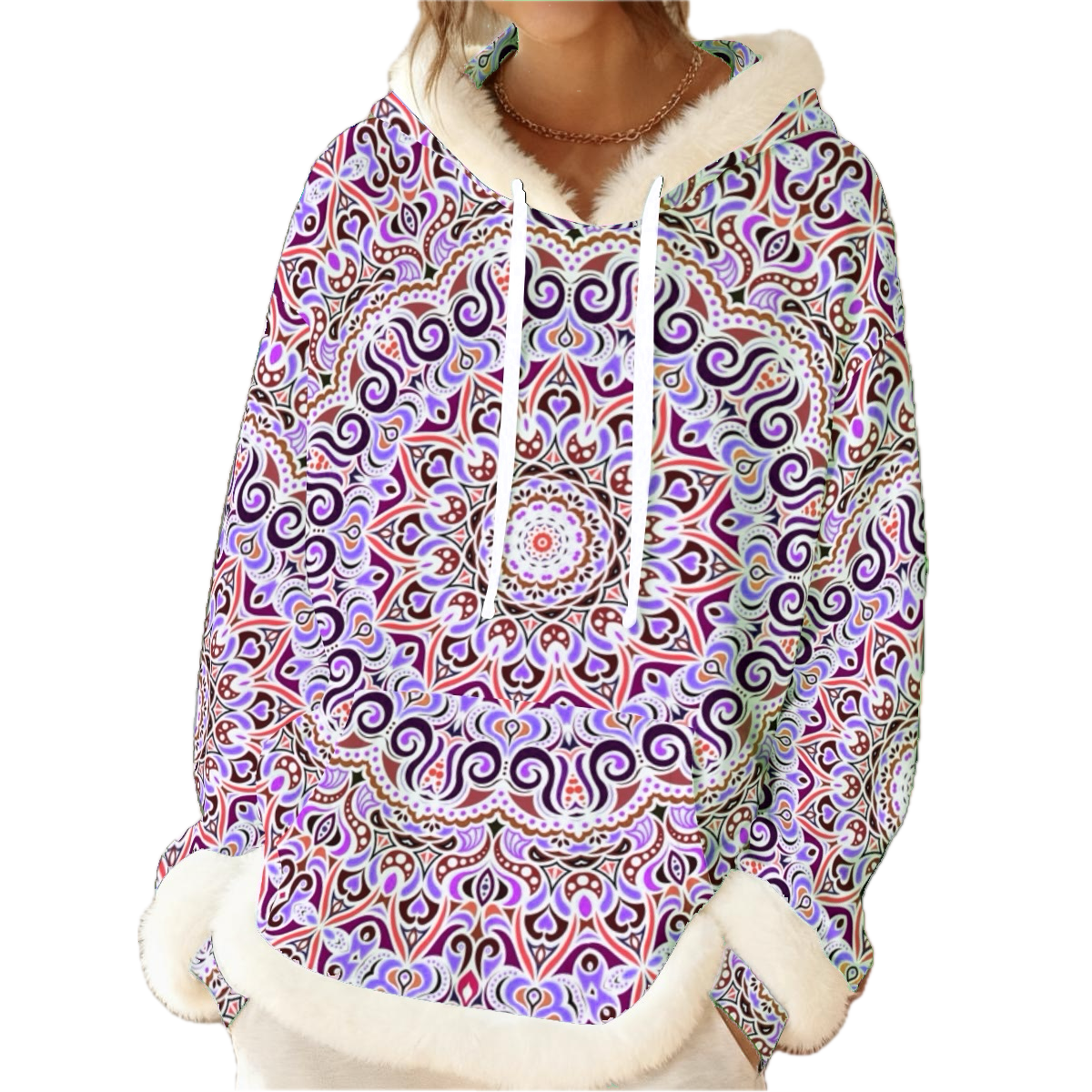 Purple - Red - Brown Fuzzy Hoodie
