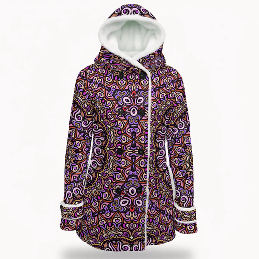 Pink - Purple - Orange Fuzzy Fleece Hooded Coat