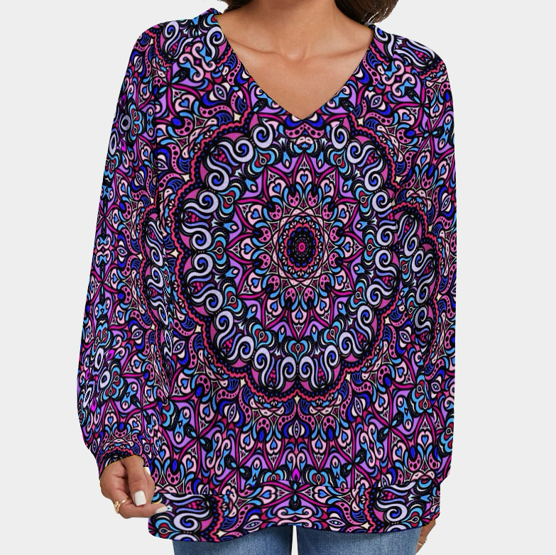 Purple - Blue - Pink V-Neck Sweater