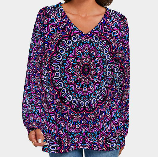 Purple - Blue - Pink V-Neck Sweater
