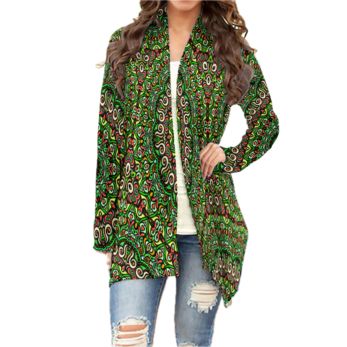 Green - Orange - Red Cardigan