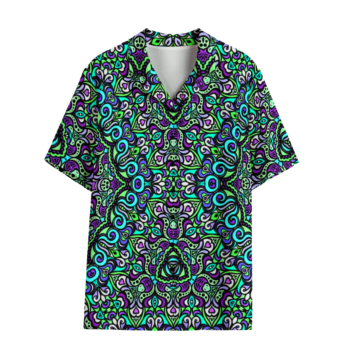 Blue - Turquoise - Purple Rayon Shirt