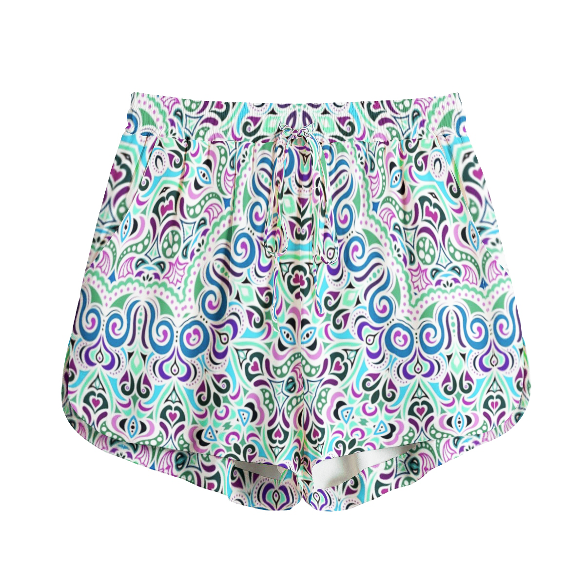 Turquoise - Blue - Purple Rayon Shorts