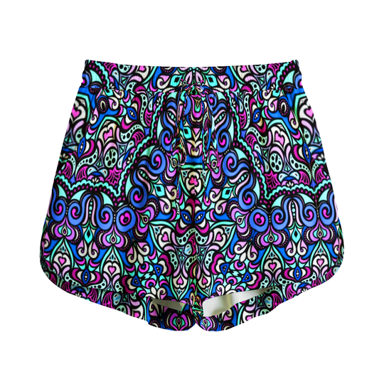 Turquoise - Blue - Pink Rayon Shorts