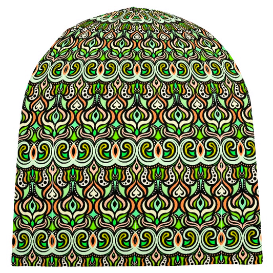 Green - Orange - Turquoise Velvet Hat